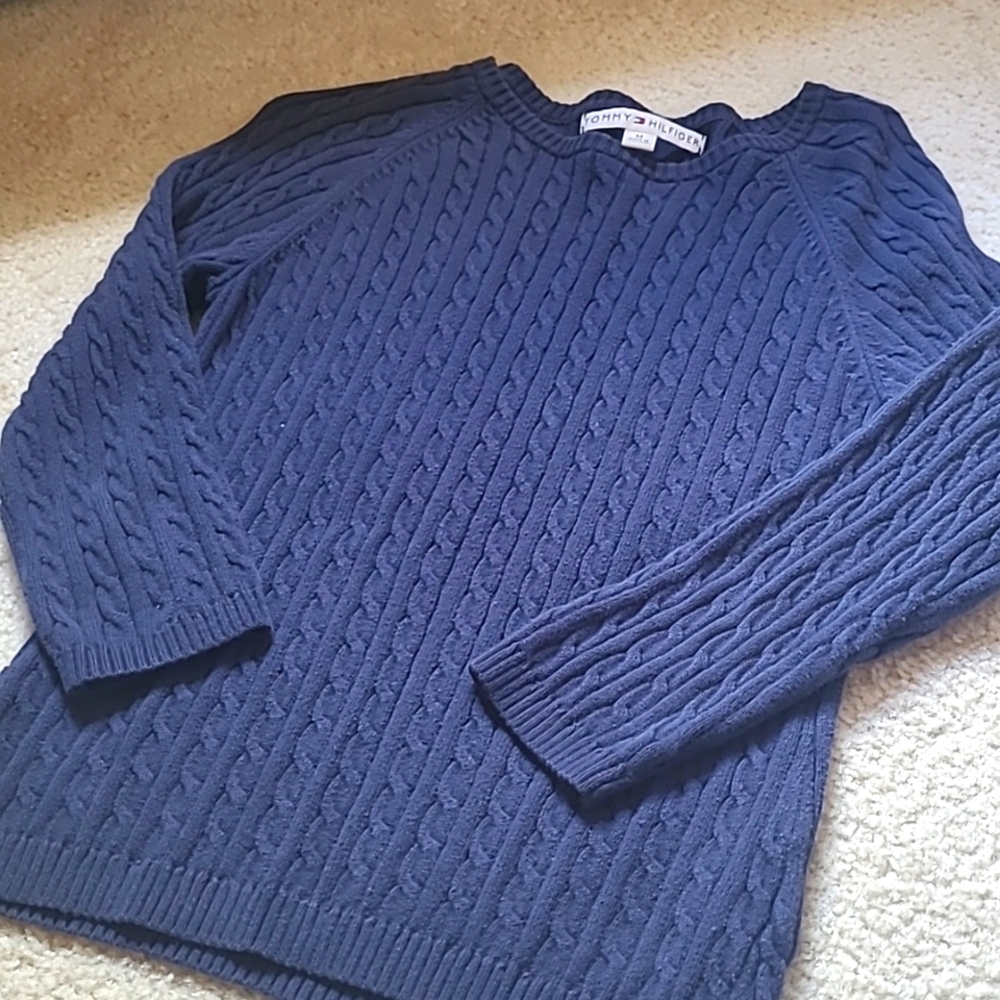 Navy Blue Cable Knit Sweater
